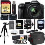 Panasonic LUMIX DMC FZ300 4K Point and Shoot Camera with Leica DC Lens 24X Zoom Black + Polaroid Accessories + 64GB SD Card + 57″ Tripod + Ritz Gear Bag + 2 Batteries + Charger + Filter + Cleaning Kit