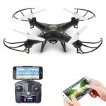 Holy Stone HS110 FPV RC Drone with Camera 720P HD Live Video WiFi 2.4GHz 4CH 6-Axis Gyro RC Quadcopter with Altitude Hold, One Key Return and Headless Mode Function RTF, Color Black