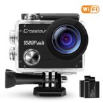 Crosstour Action Camera 1080P Full HD Wi-Fi 12MP Waterproof Cam 2″ LCD 30m Underwater 170°Wide-angle Sports Camera with 2 Rechargeable 1050mAh Batteries and Mounting Accessory Kits