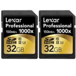 Lexar 32GB Professional 1000x SDHC Class 10 UHS-II Memory Card 2-Pack Bundle