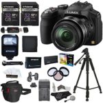 Panasonic Lumix DMC-FZ200 12.1 MP Digital Camera with CMOS Sensor and 24x Optical Zoom Black, Polaroid 32GB UHSI + 50″ Tripod + flash + Battery + Charger + Filter Kit + Bag + Accessory Bundle