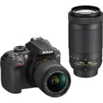 Nikon D3400 DSLR Camera w/ AF-P DX NIKKOR 18-55mm f/3.5-5.6G VR and 70-300mm f/4.5-6.3G ED Lens – Black (Certified Refurbished)