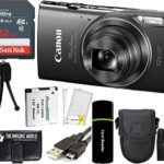 Canon PowerShot ELPH 360 HS 20.2MP 12x Zoom Full-HD 1080p Wi-Fi Digital Camera (Black) + SanDisk 32GB Card + Reader + Spare Battery + Case + Accessory Bundle