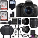 Canon EOS Rebel T6i SLR Camera 18-55mm f/3.5-5.6 Lens Deluxe Bundle with 58mm 2x Lens, Wide Angle Lens, Tripod, Flash, UV Kit and 32GB SanDisk Memory Card