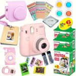 Fujifilm Instax Mini 8 (Pink) Deluxe kit bundle Includes: – Instant camera with Instax mini 8 instant films (60 pack) – A MASSIVE DELUXE BUNDLE