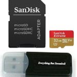 32GB Sandisk Extreme 4K Memory Card for Gopro Hero 6, Hero 5, Karma Drone, Hero 4, Session, Hero 3, 3+, Hero + Black Silver White – UHS-1 32G Micro SDHC with Everything But Stromboli Card Reader