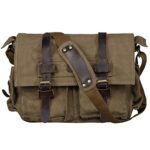 S-ZONE Vintage Canvas Genuine Leather Trim DSLR SLR Camera Shoulder Messenger Bag