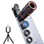 Apexel 4 in 1 Camera Lens 8x Telephoto Lens+Fisheye+Wide Angle + Macro Lens for iPhone 7 6/6s plus SE Samsung Galaxy S7/S7 Edge S6/S6 Edge and HTC Google Huawei LG Smartphone Tablets
