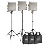 Neewer 3 Packs Dimmable Bi-color 480 LED Video Light and Stand Lighting Kit Includes: 3200-5600K CRI 96+ LED Panel with U Bracket, 75 inches Light Stand for YouTube Studio Photography, Video Shooting