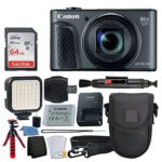 Canon PowerShot SX730 HS Digital Camera (Black) + 64GB Memory Card + Point & Shoot Case + Flexible Tripod + LED Video Light + USB Card Reader + Lens Cleaning Pen + Cleaning Kit + Full Accessory Bundle