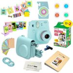 Fujifilm Instax Mini 9 Camera ICE BLUE + Accessories kit for Fujifilm Instax Mini 9 Camera Includes; Instant camera + Fuji Instax Film (20 PK) + Camera Case + instax Album + Frames + Color lens + MORE