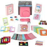 Fujifilm Instax Mini 9 Camera Accessories Bundle, FLAMINGO PINK Fuji 14 PC Kit Includes: Instax Case + Strap, 2 Albums, Filters, Selfie lens, Magnets + Hanging + Creative Frames, 60 stickers, Gift Box
