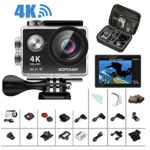 4K Action Camera, Bopower 60fps WIFI Sport Anti-Shake Waterproof Camera with 2.4G RF Remote, Full HD 2.0″Display, 170 degree Ultra Wide Lens, 2Pcs 1050mah Batteries, Ton of Accessories