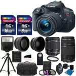 Canon EOS Rebel T5i Digital Camera HD Video & EF-S 18-55 f/3.5-5.6 IS STM Lens + 75-300 f/4-5.6 III Telephoto Lens + 58mm 2x Lens +Wide Angle Lens +Wireless Remote +Uv Filter Kit +24GB Complete Bundle