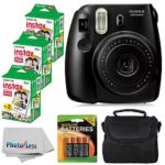 Fujifilm Instax Mini 8 Instant Film Camera (Black) With Fujifilm Instax Mini 6 Pack Instant Film (60 Shots) + Compact Bag Case + Batteries Top Kit – International Version (No Warranty)