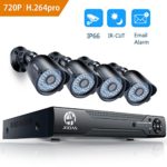 Security Camera System, 8 Channel 1080N DVR 4x720P HD-TVI Indoor/Outdoor IP66 Waterproof Bullet Cameras with IR Night Vision LEDs Home CCTV Video Surveillance Kits NO Hard Drive