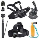 EEEKit Accessories Starter Kit for Activeon CX Action Cam Camera, Head Strap/Floaty Grip Handle Pole/Chest Harness/Car/Selfie Stick Monopod Pole Mount