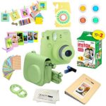 Fujifilm Instax Mini 9 Instant Camera – LIME GREEN + Fuji INSTAX Film (20 Exposures) + Multifarious Instax Accessory Kit BUNDLE Includes; Case/Strap & Album + Fun Frames/Stickers/Lenses + MORE