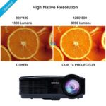 Projector, Video Projector HD 1080P Portable LED 3200 Lumens 1200X800 Home Theater Projector for Home Cinema /Video Games /Movie Night (Black)