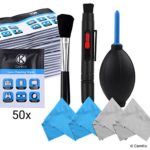 Camera Lens Cleaning Kit – Air Blower, Cleaning Brush, 2in1 Lens Cleaning Pen, 50 Individually Wrapped Wet Tissues and 5 Microfiber Cloths