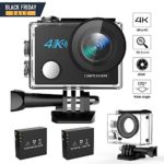 DBPOWER N5 4K Action Camera, 5X Zoom HD action cam 20MP Sony Sensor Sports Camera, EIS Wi-Fi 98FT Underwater Camera with 170° Wide-Angle Lens Including 2 Rechargeable Batteries and 17 Accessories Kit