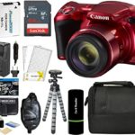 Canon PowerShot SX420 IS Digital Camera (Red) with 20MP, 42x Optical Zoom, 720p HD Video & Built-In Wi-Fi + 64GB Card + Reader + Grip + Spare Battery and Charger + Tripod + Complete Accessory Bundle