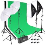 Kshioe 2M x 3M/6.6ft x 9.8ft Background Support System and 2700W 5500K Umbrellas Softbox Continuous Lighting Kit for Photo Studio Product,Portrait and Video Shoot Photography