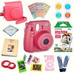 Fujifilm Instax Mini 8 (Raspberry) Deluxe kit bundle Includes -Instant camera with Instax mini 8 instant films (10 pack) – Custom Camera Case – instax Album – Frames – Stickers – Close up lens + MORE