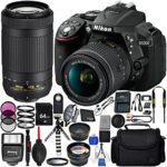 Nikon D5300 with AF-P DX 18-55mm f/3.5-5.6G VR + Nikon AF-P DX 70-300mm f/4.5-6.3G ED VR 19PC Accessory Bundle – Includes 64GB SD Memory Card + Digital Slave Flash + Hand/Wrist Strap + MORE