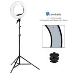 LimoStudio LED Ring Light 5600K Dimmable, 1/4 Screw Nut Camera Mount Adapter, Light Diffuser Installed, Light Stand Tripod, Photo Studio, AGG2203