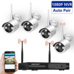 Wireless Security Camera System,SMONET 4CH 1080P Video Security System,4pcs 720P Bullet IP Cameras,Support Motion Detection Alarm & Remote View by IOS or Android App,No Hard Drive