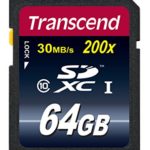 Transcend 64GB SDXC Class 10 Flash Memory Card Up to 30MB/s (TS64GSDXC10E)