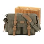 Plambag DSLR Camera Shoulder Bag Canvas PU Leather Messenger Bag(Army Green)