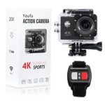 4K Action Camera HD 1080P WiFi Waterproof Mini Sport Cam 16MP Remote Control 100 Feet 30M 170 Degree Wide Angle, Rechargeable Battery, Waterproof, Swimming Skiing Diving Surfing Bike etc. Black