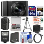 Panasonic Lumix DMC-ZS100 4K Wi-Fi Digital Camera (Black) with 64GB Card + Case + Flash + Battery + Tripod + Kit