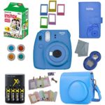 Fujifilm Instax Mini 9 Instant Camera – 10 Pack Accessory Camera Bundle – 20 Instax Film – Camera Case – Instax leather Album – 4 AA Rechargeable Batteries & Charger – And Much More (1 Year Warranty)