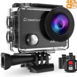 Crosstour 4K Sports Action Camera WIFI 16MP Ultra HD Waterproof Underwater Camcorder with Remote Control 170°Wide-angle 2 Inch LCD Plus 2 Rechargeable 1050mAh Batteries and Mounting Accessories Kit