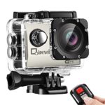 WIFI Sports Action Camera, Waterproof 1080P FHD Camcorder, Qipexeii 12MP 2 inch Screen With 2.4G Remote Control ,19 Mounting Kits, 2 Pcs 1050mAh Rechargeable Batteries and Portable Package (Silver)