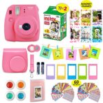 Fujifilm instax mini 9 instant Camera + 20 Instant Film Pack, Instax Case + 15 PC Instax Accessories Bundle, Kit Includes , Albums, Selfie Lens, 4 Color Lenses, Magnets Frames, 60 Stickers by Shutter
