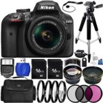 Nikon D3400 DSLR Camera (Black) Bundle with AF-P DX 18-55mm f/3.5-5.6G VR Lens, Carrying Case and Accessory Kit (29 Items)