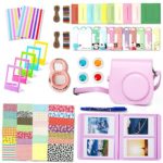 Fujifilm Instax Mini 9 or Mini 8 Accessories, Leebotree 10 in 1 Camera Bundles Set Include Mini 8 Case/Album/Selfie Lens/Filters/Wall Hang Frames/Film Frames/Border Stickers/Corner Stickers/Pen(Pink)