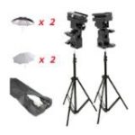 CowboyStudio Doulbe Off-Camera Flash Shoe Mount Swivel Umbrella Kit for Select Nikon/Canon Models