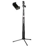 Smatree SmaPole Q3 Telescoping Selfie Stick with Tripod Stand for GoPro Hero 6/5/4/3+/3/2/1/Session Cameras, Ricoh Theta S/V, M15 Cameras, Compact Cameras and Cell Phones