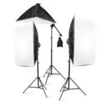 StudioFX 2400 Watt Large Photography Softbox Continuous Photo Lighting Kit 28″ x 20″ + Boom Arm Hairlight with Sandbag by Kaezi