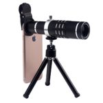 Finny Phone Lens 18X Telephoto Lens Clip-on Mobile Phone with Flexible Tripod and Clip for iPhone Samsung HTC Most Smartphones (Black)