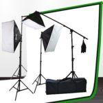 Fancierstudio lighting kit UL9004SB-69BWG 2000 Watt Photo Studio Lighting Kit With 6-9 Feet Muslin Backdrop and Background Stand-Black White