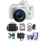 Canon EOS Rebel SL2 DSLR with EF-S 18-55mm f/4-5.6 IS STM Lens – White Bundle with 16 GB SDHC Card, Camera Case, 58mm Filter Kit, Cleaning Kit, Memory Wallet, Software Package
