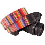 DSLR / SLR Camera Neck Shoulder Belt Strap – Wolven Cotton Canvas DSLR/SLR Camera Neck Shoulder Belt Strap for Nikon Canon Samsung Pentax Sony Olympus or Other Cameras – Orange Red Stripe Pattern