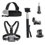 VVHOOY 3 in 1 Universal Waterproof Action Camera Accessories Bundle Kit – Head Strap Mount/Chest Harness/Selfie stick for Gopro Hero 6 5/AKASO EK7000/APEMAN/ODRVM/Crosstour Action Camera and More
