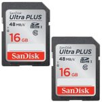 2 Pack 16GB Sandisk Ultra Plus Class 10 48mb/s SDHC SD Memory Card SDSDUP-016G-A46 UHS-I For Digital camera Nikon Canon Fujifilm Kodak